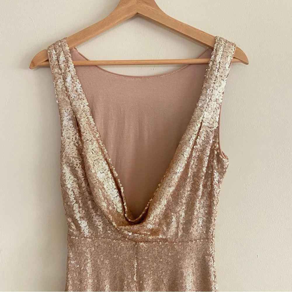 Lulus Slink and Wink Matte Rose Gold Sequin Maxi Dress - S - Picture 13 of 16